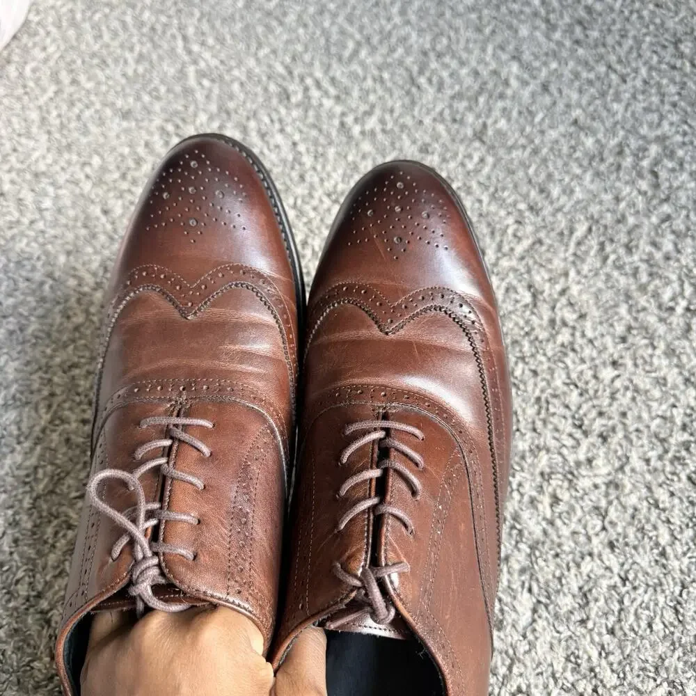 Thursday Boot Co Mahogany Aviator Brown Leather Mens Oxford Dress Shoes Size 15